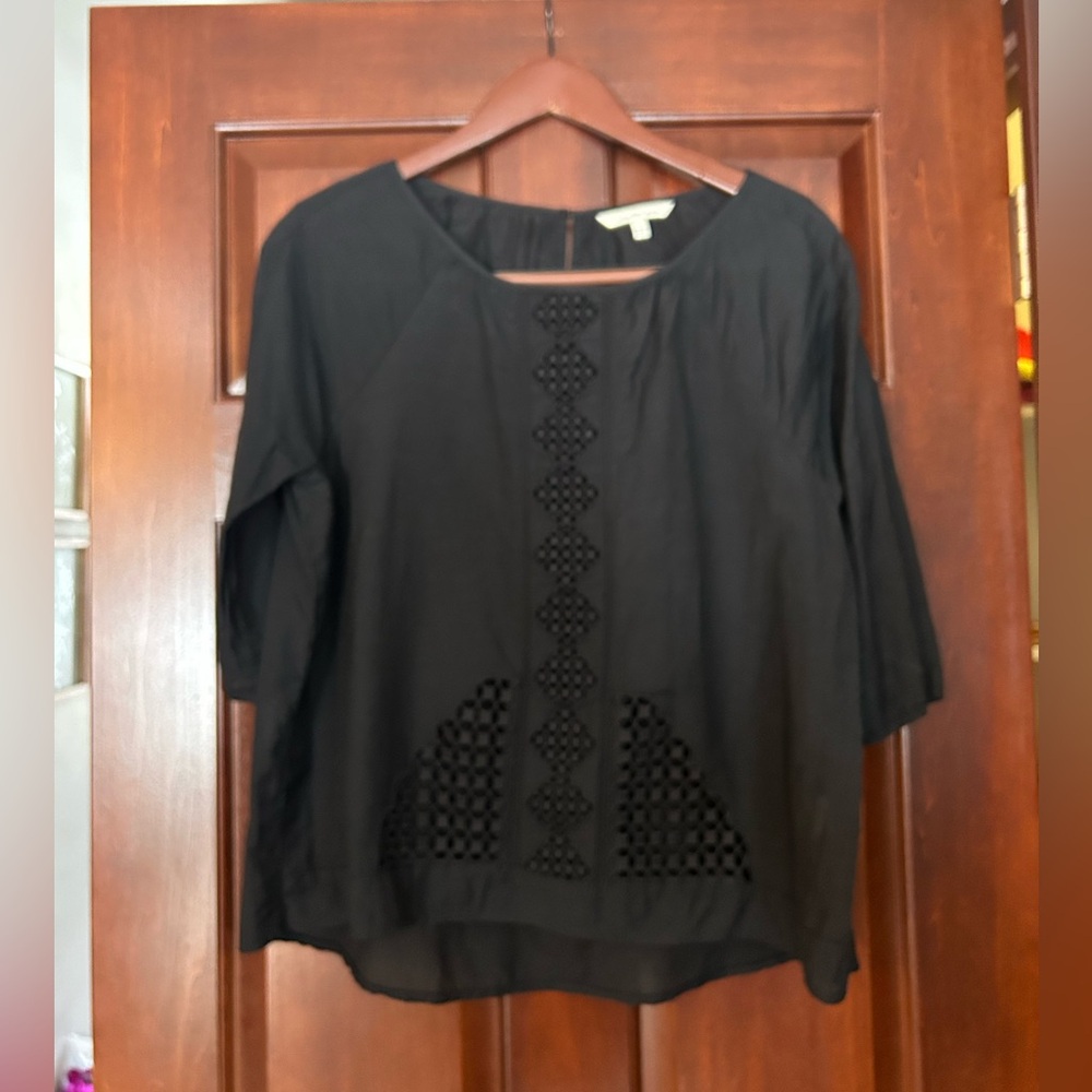 Calvin Klein Black Blouse with Crochet Detail